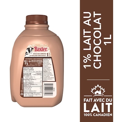 Baxter Lait partiellement écrémé au chocolat 1 % 1 l, 0,27 $/100ml