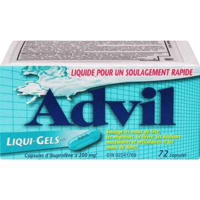 Advil Liqui-Gels 200 mg 72 ea, 0,22 $/1ch