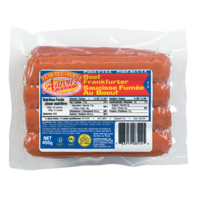 Aaron's Best Kosher Beef Dinner Franks   450 g, $2.78/100g