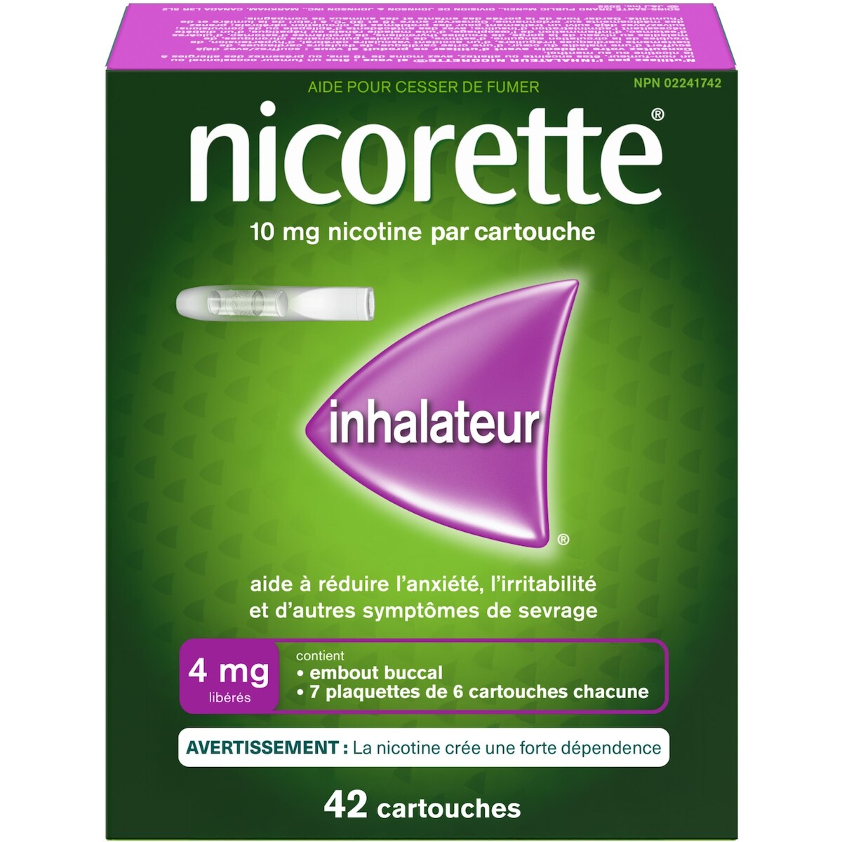 Nicorette Recharges pour l'inhalateur de nicotine, 4 mg 42 ea, 1,05 $/1ch
