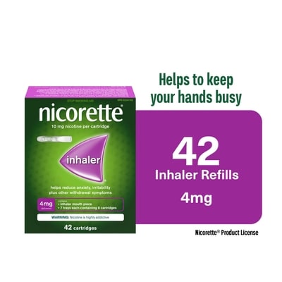 Nicorette Recharges pour l'inhalateur de nicotine, 4 mg 42 ea, 1,02 $/1ch