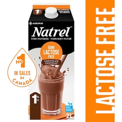 Natrel Lactose Free 1% Chocolate Milk 2 l, $0.28/100ml