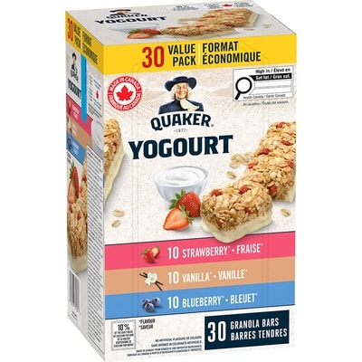 Quaker Yogourt Granola Bars Variety Pack, 30 bars 1.05 kg, $1.71/100g
