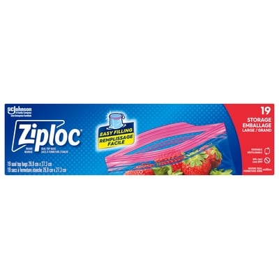 Ziploc Sacs d'emballage grand format emballage de 19 19 ea, 0,37 $/1ch