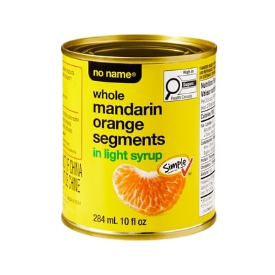 Sans Nom Mandarines, quartiers entiers dans un sirop léger 284 ml, 0,63 $/100ml