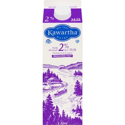 Kawartha 2% Milk 1 l, $0.36/100ml