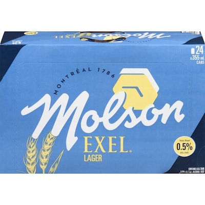Molson Exel Lager 0.5% 24x355.0 ml, $0.19/100ml