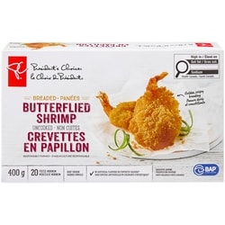 President's Choice Breaded Butterflied Shrimp  400 g, $3.00/100g