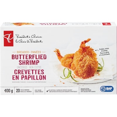 le Choix du Président Crevettes en papillon panées 400 g, 2,75 $/100g