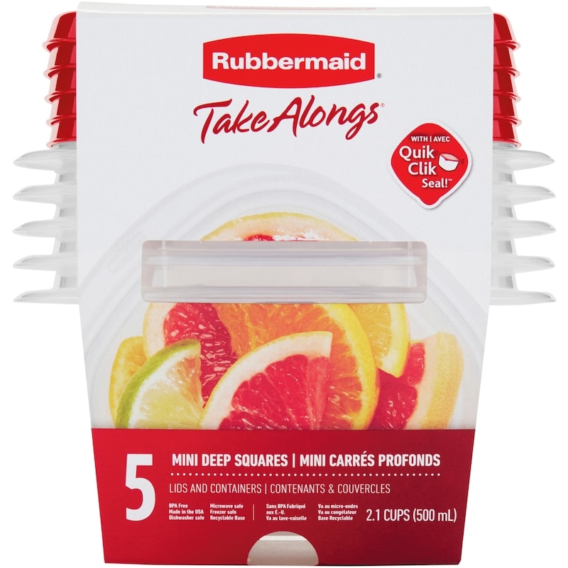 TakeAlongs Mini Deep Square Food Storage Containers, Ruby Red, 5 Pack