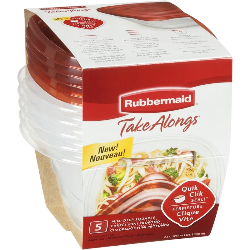 TakeAlongs Mini Deep Square Food Storage Containers, Ruby Red, 5 Pack