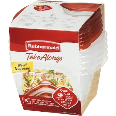 TakeAlongs Mini Deep Square Food Storage Containers, Ruby Red, 5 Pack