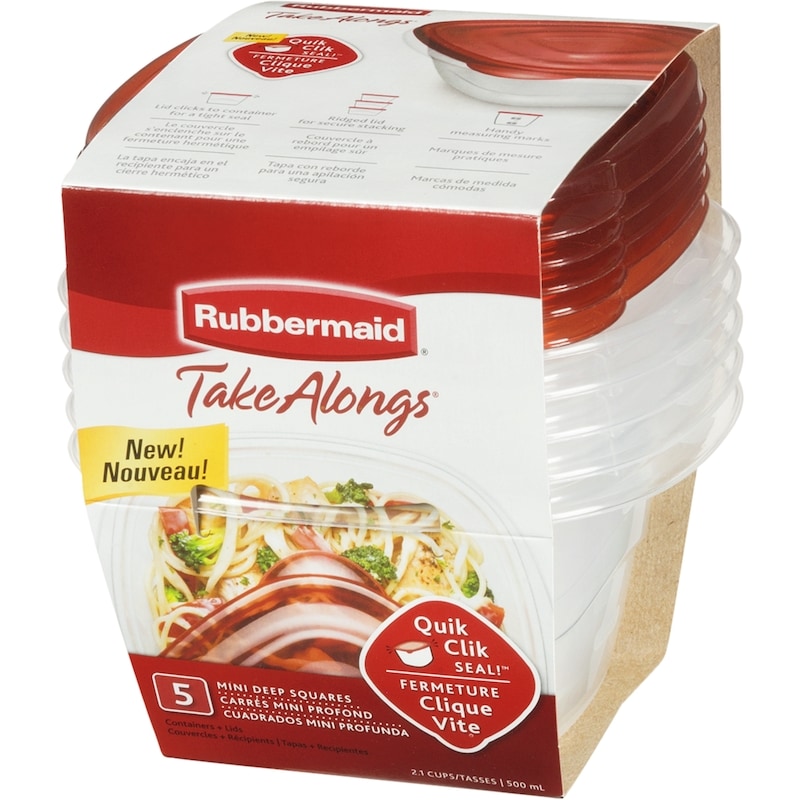 TakeAlongs Mini Deep Square Food Storage Containers, Ruby Red, 5 Pack
