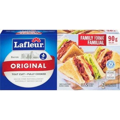 Lafleur Regular Bacon, Precooked 90 g, $6.66/100g
