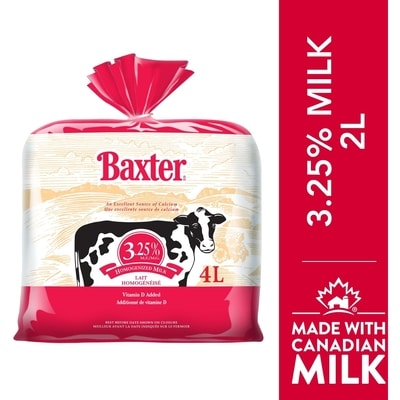 Baxter 3.25% Homogenized Milk 4 l, $0.22/100ml