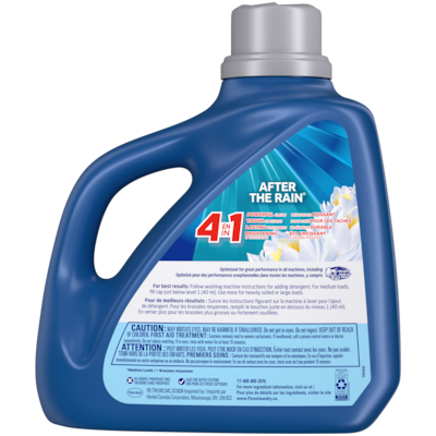 4 en 1 détergent à lessive liquide concentré, ondée fraîche, 110 brassées