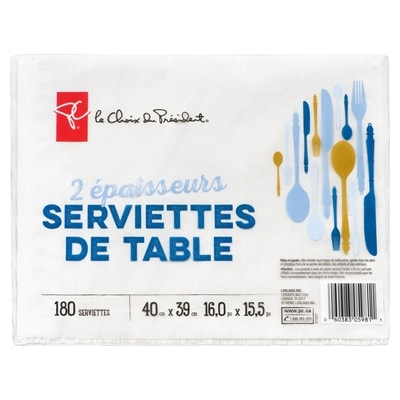 le Choix du Président Serviettes de table 2 épaisseurs, 180 feuilles 1 ea, 1 100,00 $/100ch