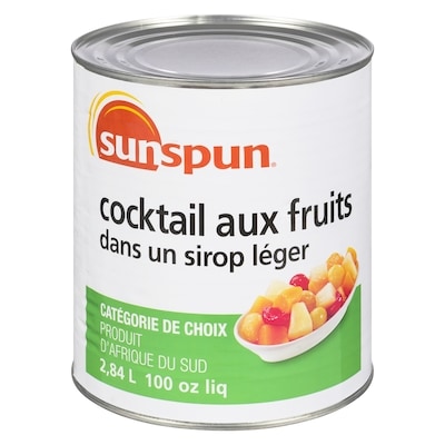 Sunspun Cocktail aux fruits dans du sirop léger 2.84 l, 0,52 $/100ml