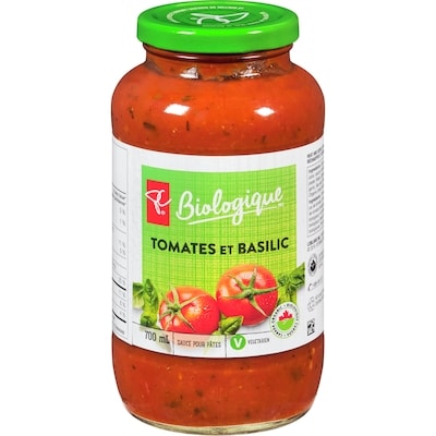 PC Biologique Sauce pour pâtes tomate basilic 700 ml, 0,64 $/100ml