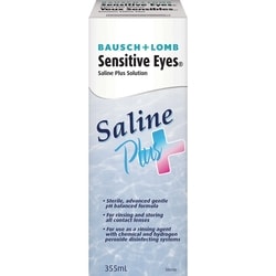 Bausch+Lomb Sensitive Eyes Plus Saline Solution 355 ml, $1.83/100ml