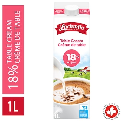 Lactantia Table Cream 18% 1 l, $0.55/100ml