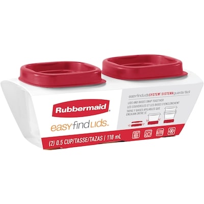 Rubbermaid EasyFindLids Food Storage Containers,  Ruby Red, 2 Pack 1 ea, $3.20/1ea