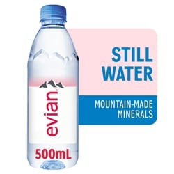 Evian Water 500 ml, $0.66/100ml