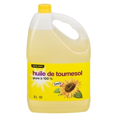 Sans Nom Huile de tournesol pure à 100 % 3 l, 0,62 $/100ml