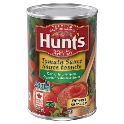 Hunt’s Sauce tomate, oignons, fines herbes et épices 398 ml, 0,70 $/100ml