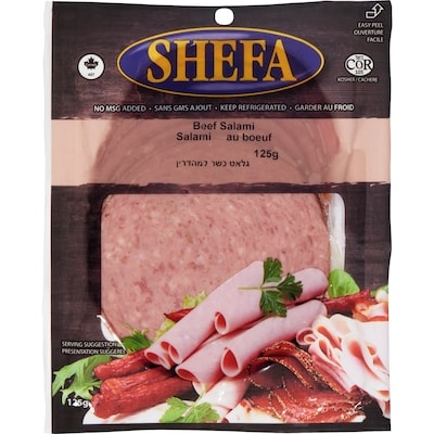 Shefa Salami de bœuf tranché     casher 125 g, 4,40 $/100g
