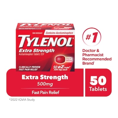 Tylenol 500 Mg EZ Tablets 50 ea, $0.19/1ea