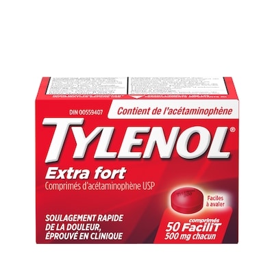 Tylenol Comprims faciles avaler 500 mg 50 ea, 0,19 $/1ch