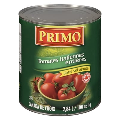 Primo Tomates prunes entières 2 l, 0,32 $/100ml