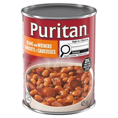 Puritan Canned Beans and Wieners 425 g, $0.89/100g