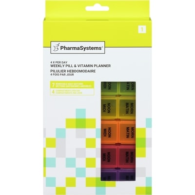 PharmaSystems Weekly Pill & Vitamin Planner, 4 Per Day 1 ea, $12.49/1ea