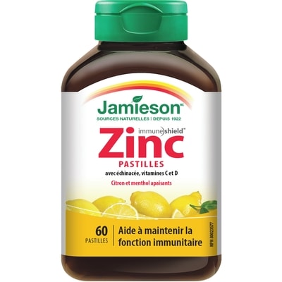 Jamieson Pastilles de zinc avec échinacée et vitamines C et D - Arôme de citron 60 count 60 ea, 0,15 $/1ch
