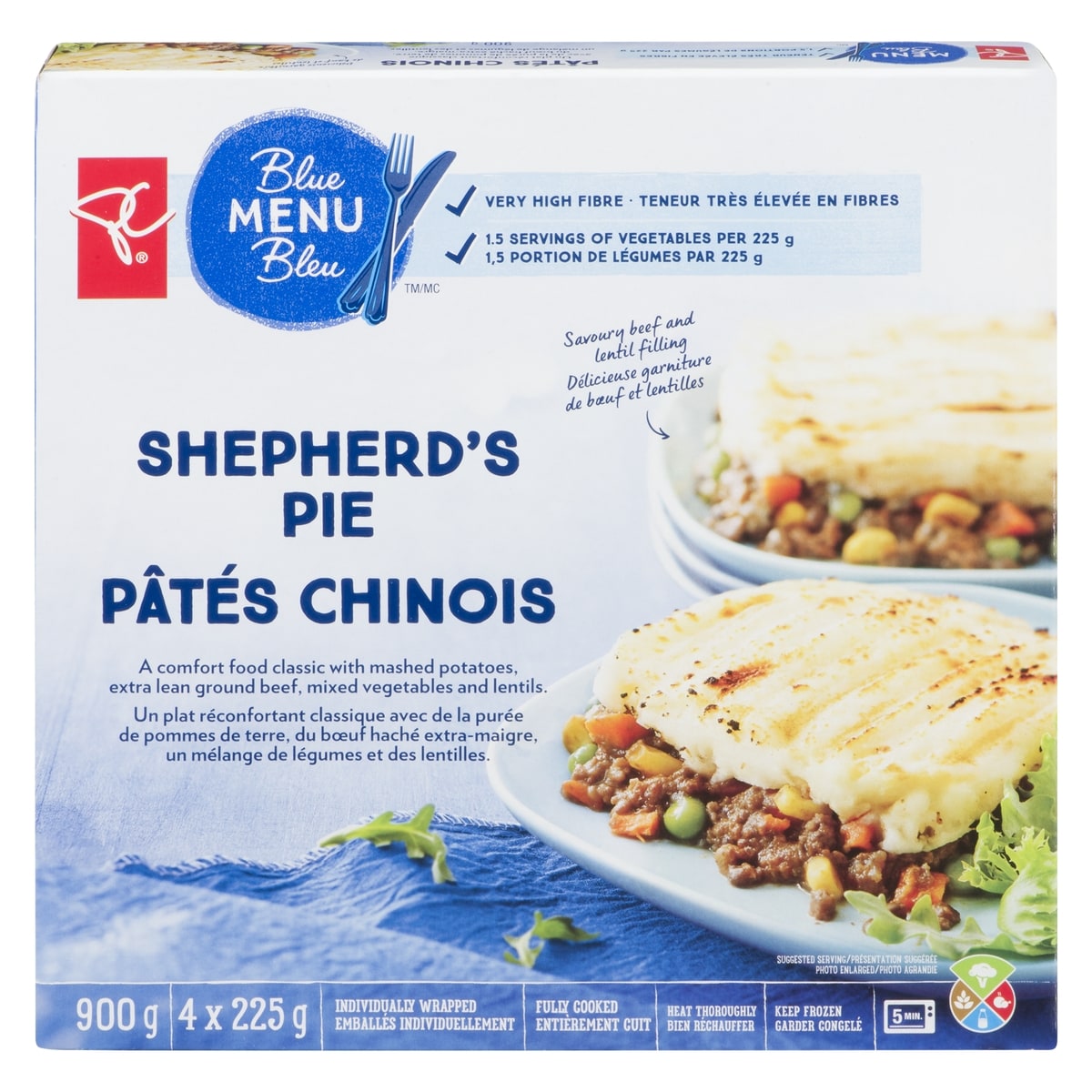 PC Blue Menu Reduced Fat Shepherd's Pies 900 g, $1.89/100g