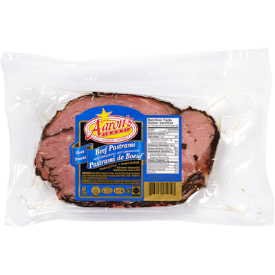 Aaron’s Pastrami de bœuf casher 170 g, 70,53 $/1kg 7,05 $/100g