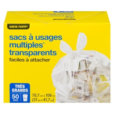 Sans Nom Sacs à usages multiples transparents, très grands 50 ea, 0,40 $/1ch