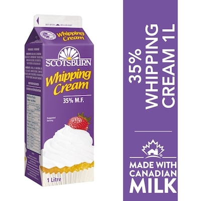 Scotsburn 35% Whipping Cream 1 l, $0.82/100ml