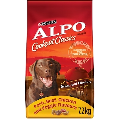 Purina Alpo Cookout Classics Pork, Beef, Chicken & Veggie, Dry Dog Food 7.2 kg, $0.32/100g