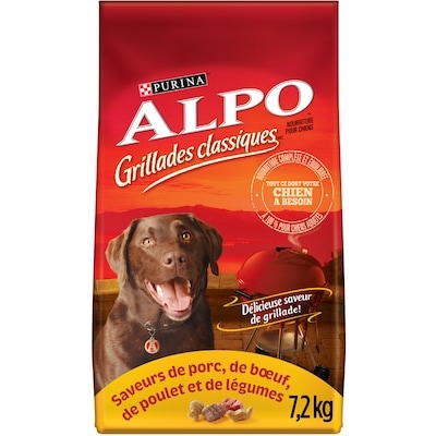 Purina ALPO Grillades Classqiues Saveurs de Porc, de Boeuf, de Poulet et de Légumes, Nourriture Sèche pour Chiens 7,2 kg 7.2 kg, 0,32 $/100g