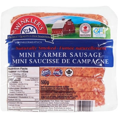 Winkler Mini Smoked Farmer Sausages 500 g, $2.30/100g