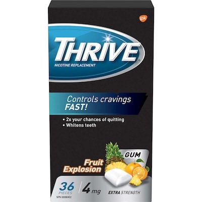 Thrive Nicotine Replacement Gum Fruit Explosion Extra Strength 4 Mg  36 ea, $0.51/1ea