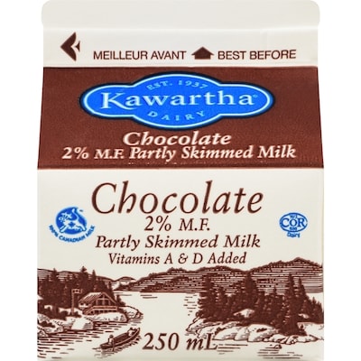 Kawartha Partly Skimmed Chocolate Milk, 2% M.F. 250 ml, $0.65/100ml