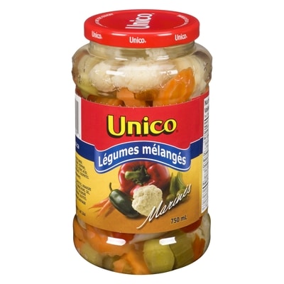 Unico Mélange de légumes marinés doux 750 ml, 0,40 $/100ml