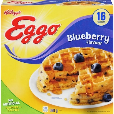 Kelloggs Eggo Waffles Blueberry Flavour 560 g, $1.39/100g