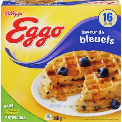 Kellogg’s Gaufres Eggo Saveur de bleuets, 16 gaufres 560 g, 0,89 $/100g