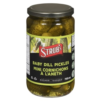 Strub’s Petits cornichons casher à l’aneth 750 ml, 0,93 $/100ml