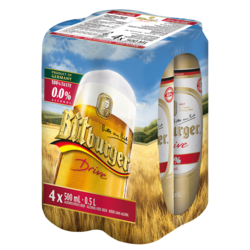 Bitburger Bière sans alcool 0,0%. 4x500.0 ml, 0,55 $/100ml